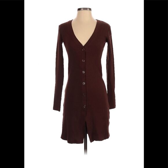 Zara l Ribbed Brown Button Down Long Sleeve size Small - Picture 1 of 2